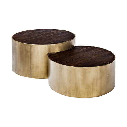Set of 2 Round Wood Nesting Coffee Tables – 39.5" & 31.25"