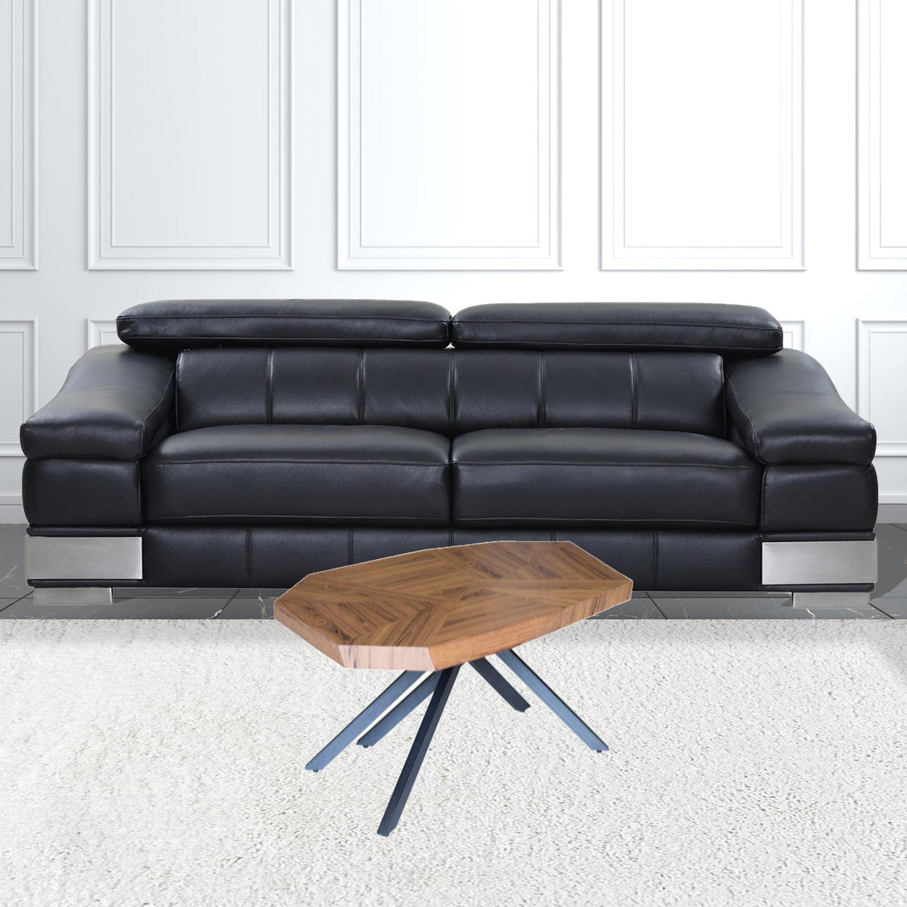 42" Brown And Dark Gray Solid Wood And Iron Free Form Coffee Table