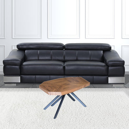 42" Brown And Dark Gray Solid Wood And Iron Free Form Coffee Table