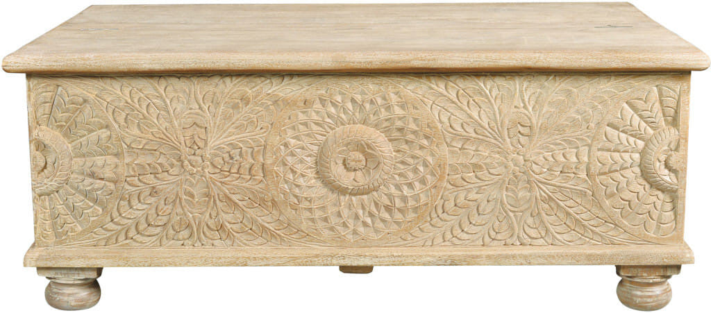 Solid Wood Lift Top Coffee Table – Natural Distressed Finish
