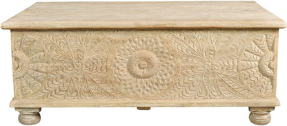 Solid Wood Lift Top Coffee Table – Natural Distressed Finish