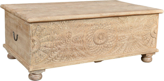 49" Natural Solid Wood Distressed Lift Top Coffee Table