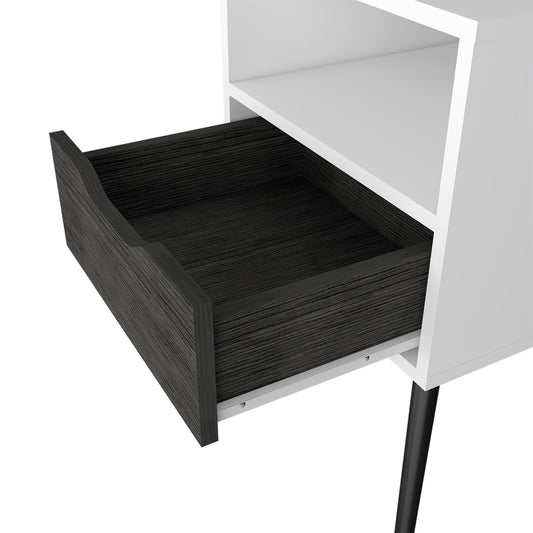 25" Gray One Drawer Faux Wood Nightstand