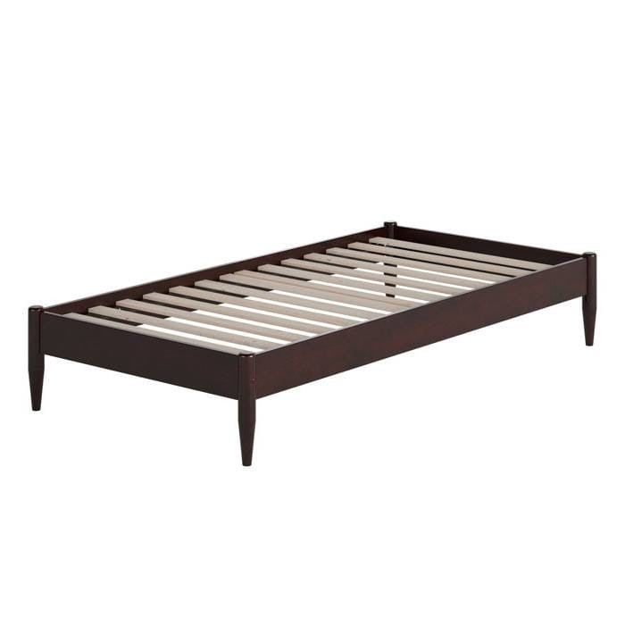 Twin XL Size Solid Hardwood Victorian Style Espresso Platform Bed