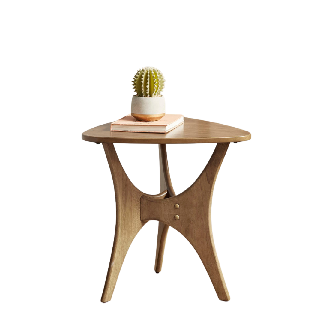 Triangular Wood Side Table – Unique Geometric Accent Piece